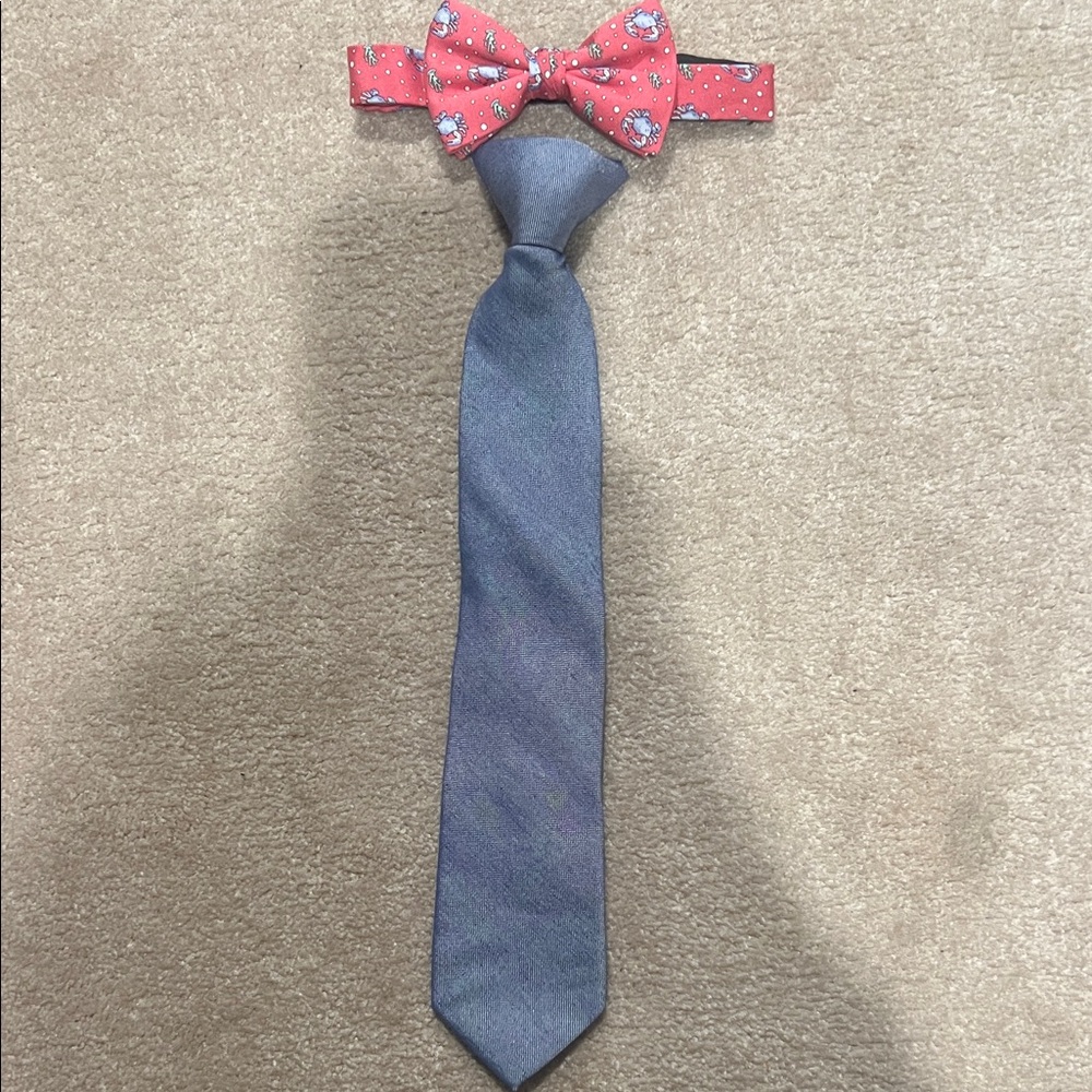 Stylish Blue Tie and pink Bow Tie Set